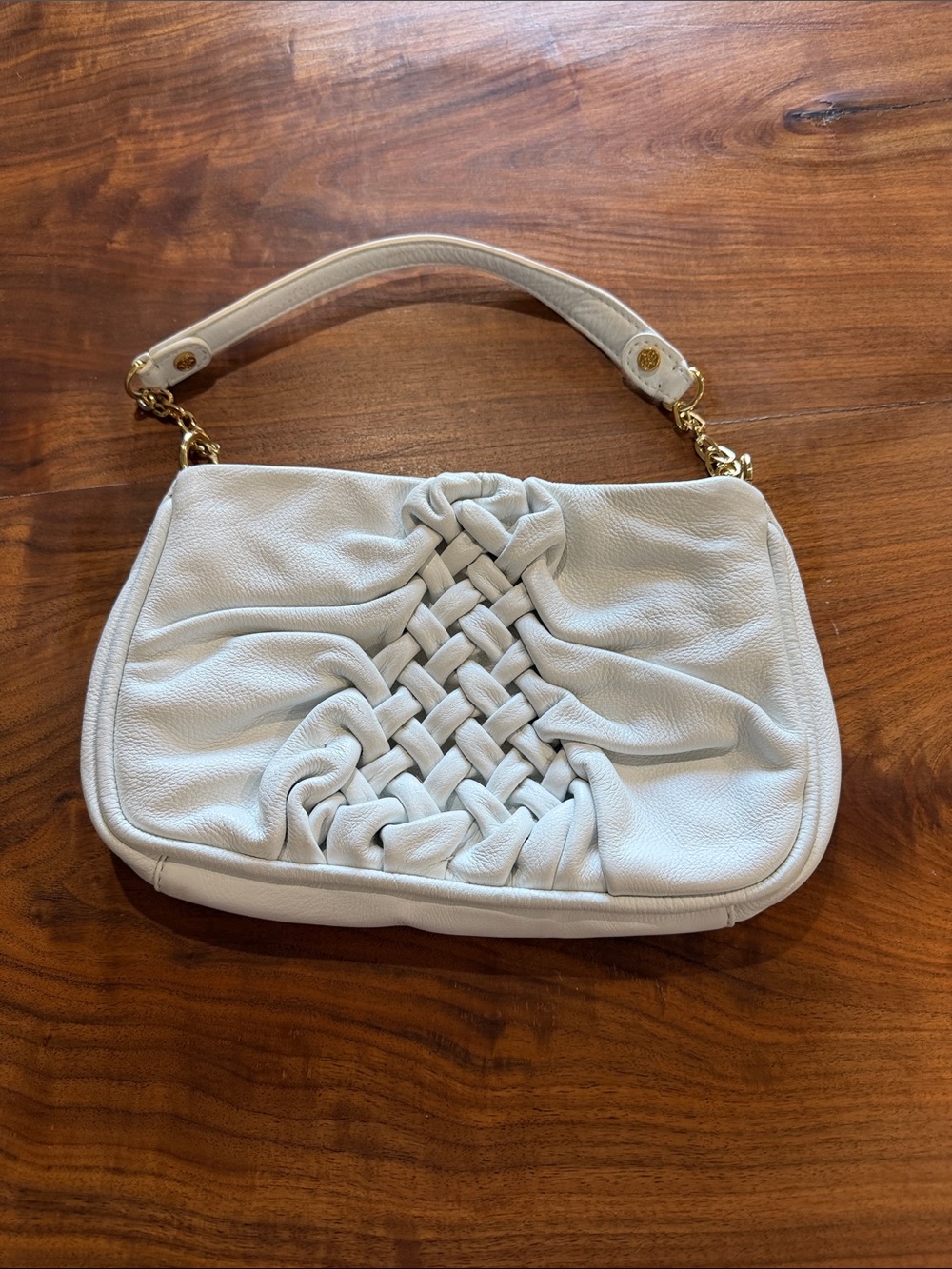 Vintage Antonio Melani White Buttery Soft Leather Gold Details Purse